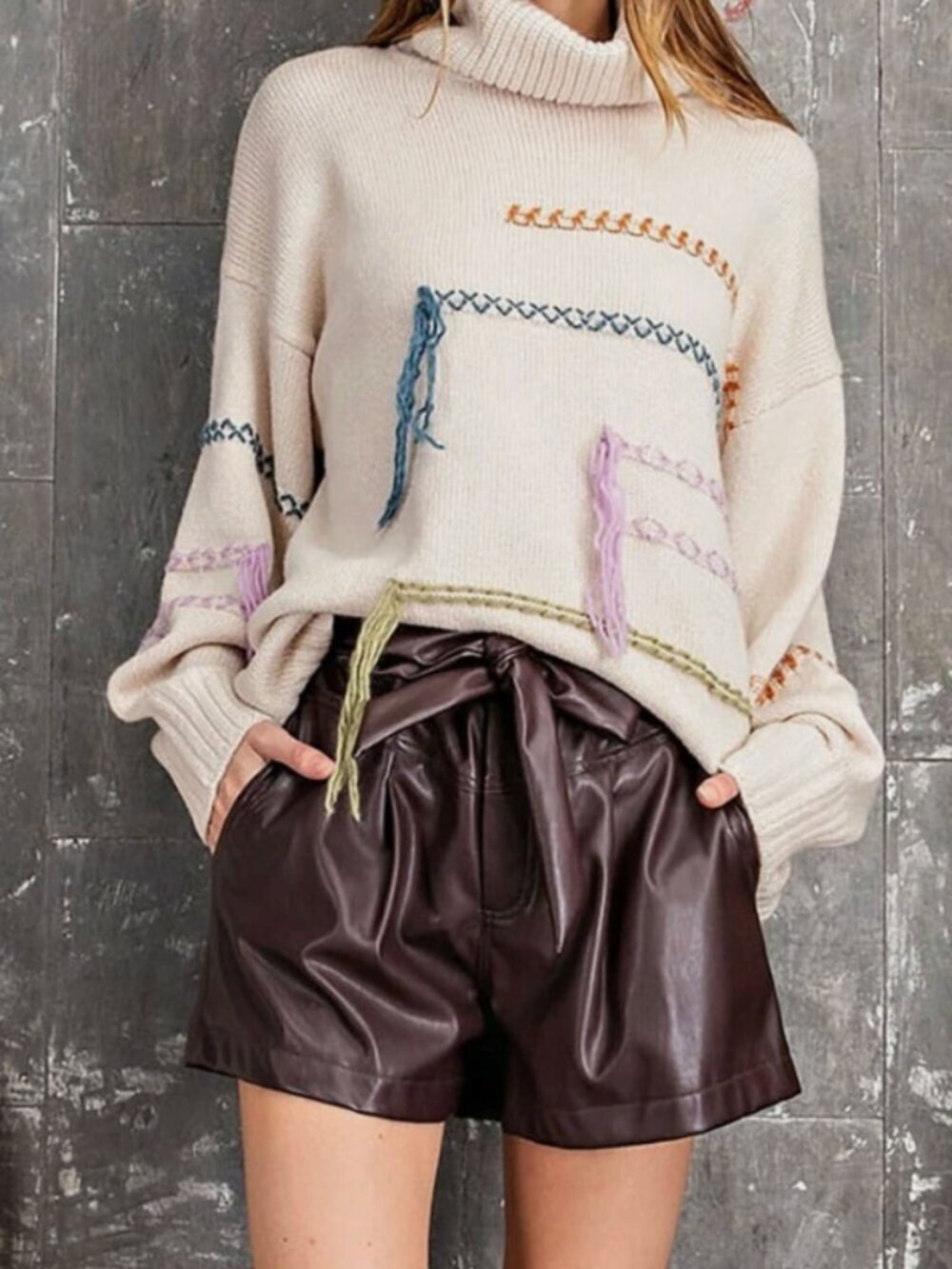 Easel Vegan Leather Paper Bag Shorts